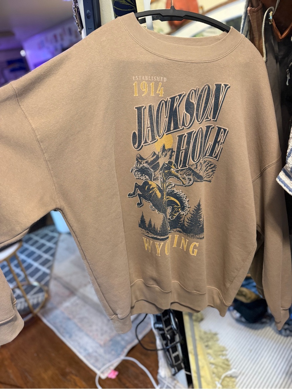State of Mind Jackson Hole Graphic Crewneck - Brown with Yellow Accent